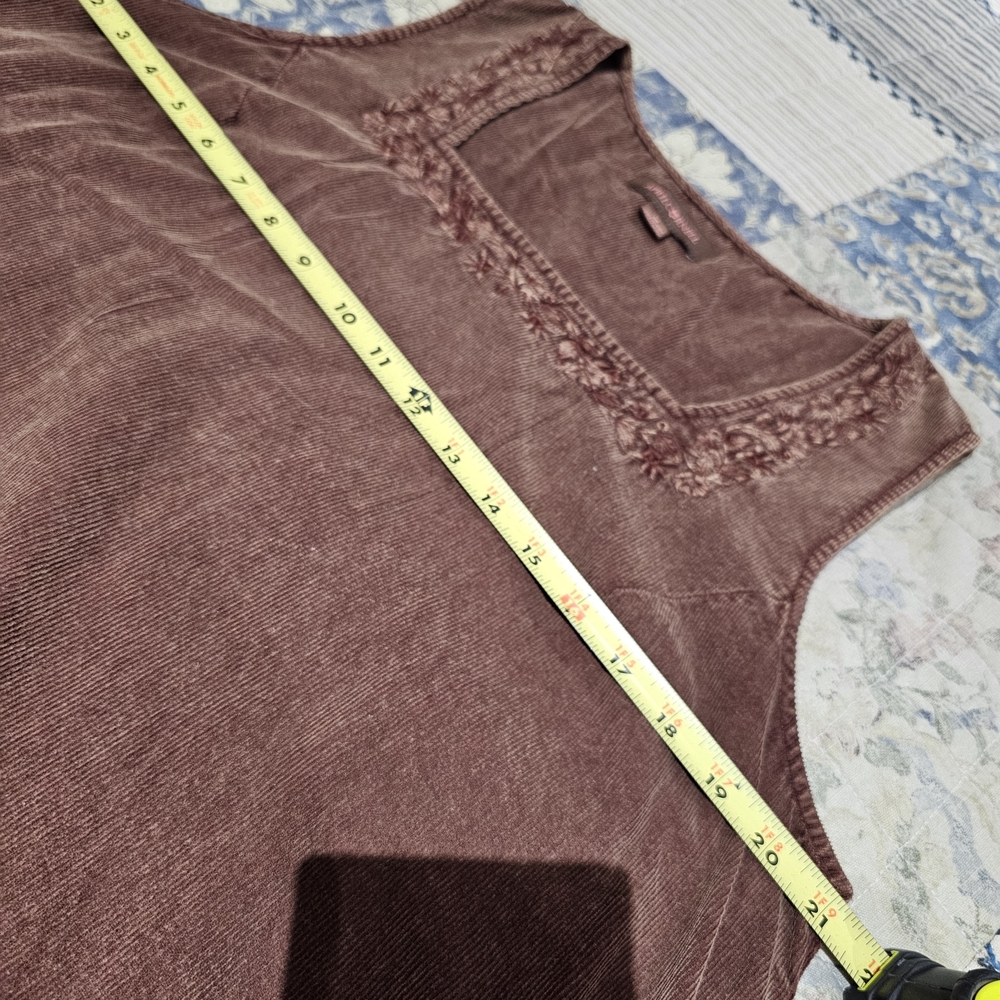 April Cornell Corduroy Brown Sleeveless Jumper Dress, Size M - Picture 5 of 6